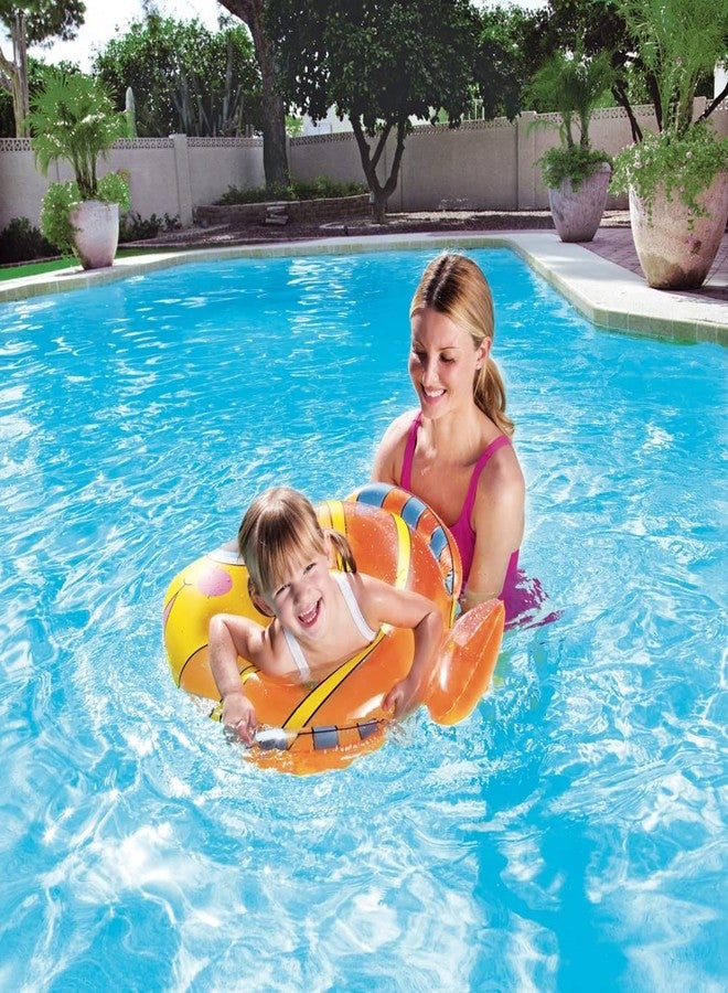 إيكان عوامة/حلقة سباحة للأطفال من عمر 4 إلى 8 سنوات، مزينة برسومات أسماك كرتونية من إيكان. - Image 1